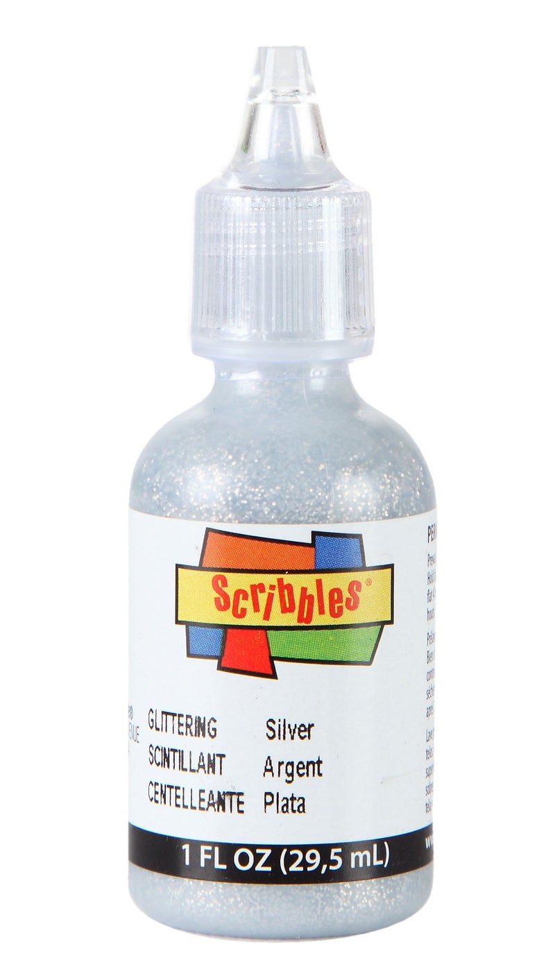 Scribbles 54305 3D Fabric Paint Glitter- Glittering Silver